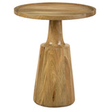 Ixia Round Solid Mango Wood Accent Side Table, Natural