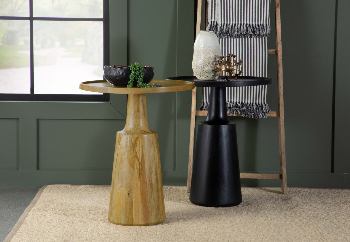 Ixia Round Solid Mango Wood Accent Side Table, Natural
