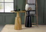Ixia Round Solid Mango Wood Accent Side Table, Natural