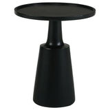 Ixia Round Solid Mango Wood Accent Side Table, Black Stain