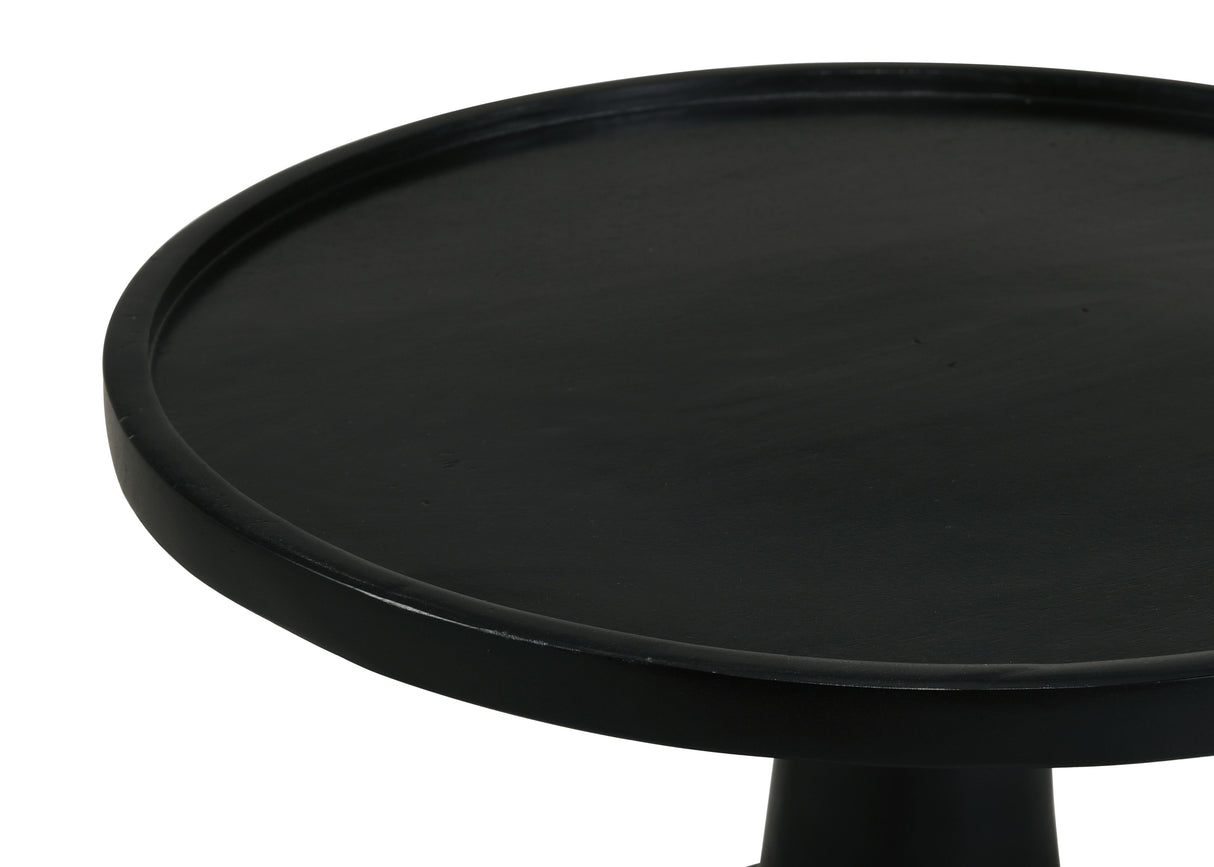 Ixia Round Solid Mango Wood Accent Side Table, Black Stain