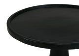 Ixia Round Solid Mango Wood Accent Side Table, Black Stain