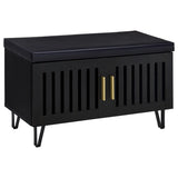 Brixton Black Faux Leather 2-Door Shoe Storage Bench