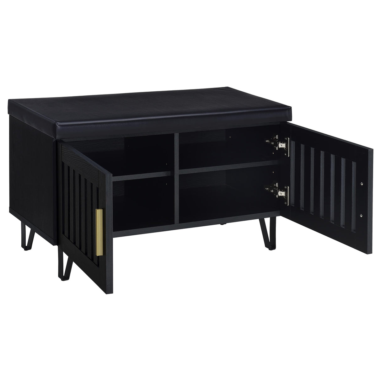 Brixton Black Faux Leather 2-Door Shoe Storage Bench