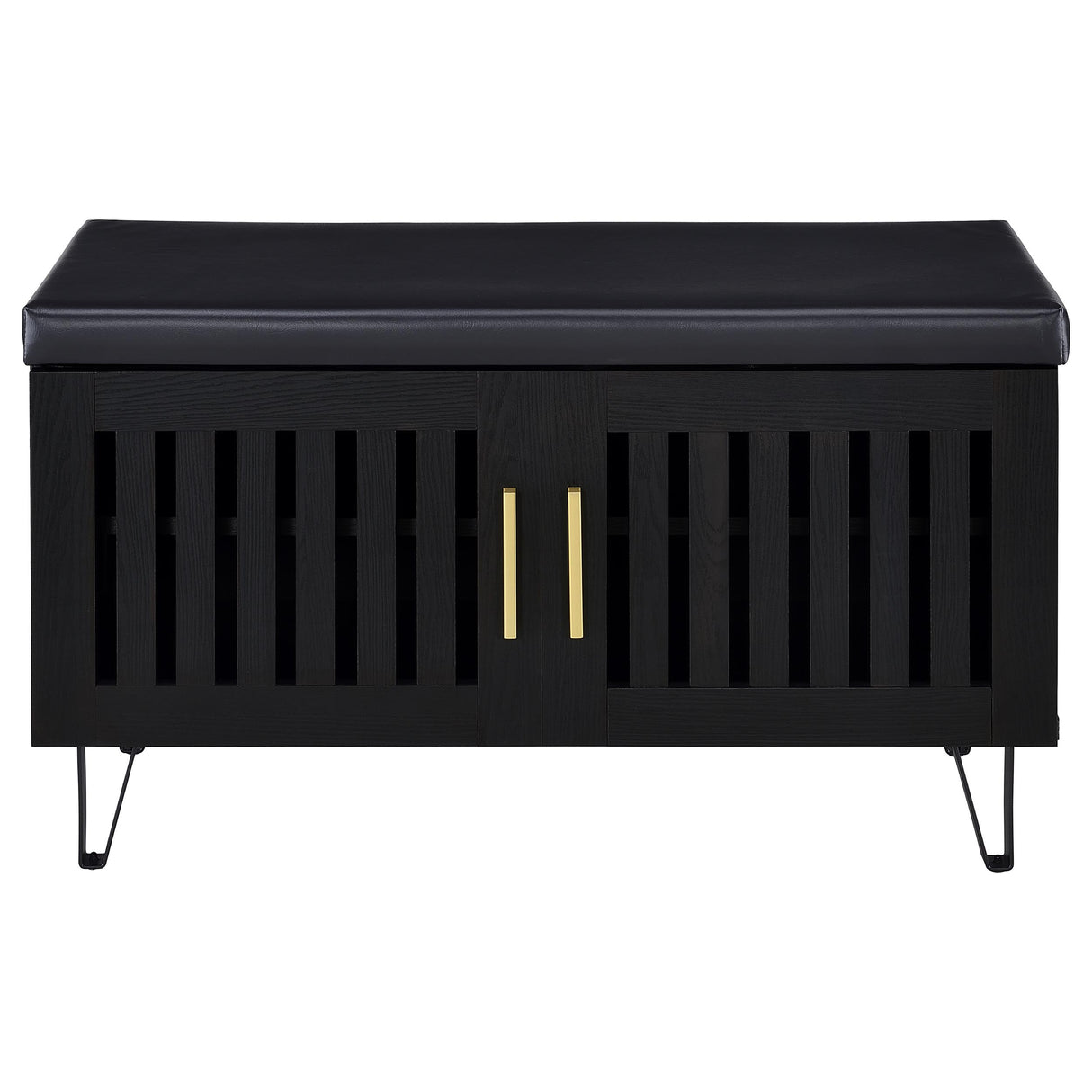 Brixton Black Faux Leather 2-Door Shoe Storage Bench