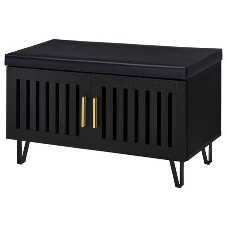 Brixton Black Faux Leather 2-Door Shoe Storage Bench