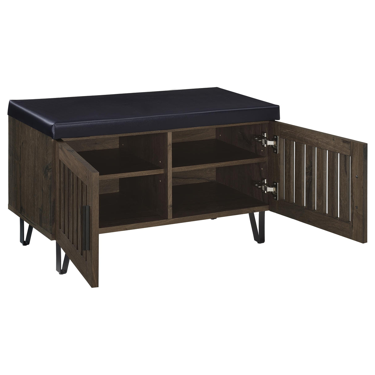 Brixton 2-Door Padded Shoe Storage Bench in Smoked Oak