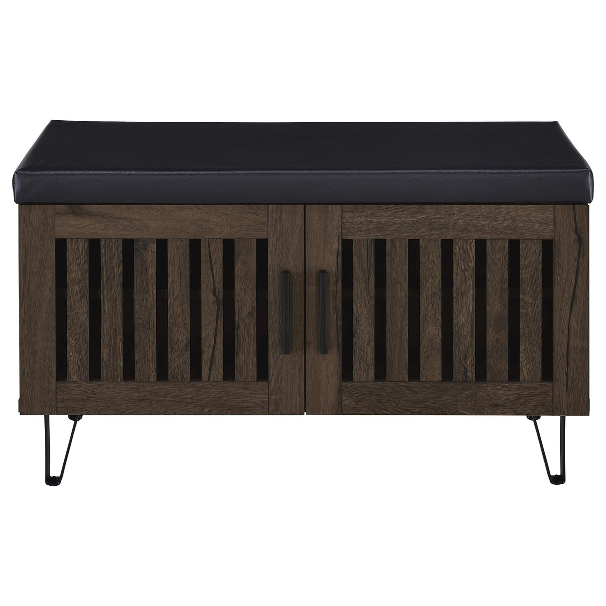 Brixton 2-Door Padded Shoe Storage Bench in Smoked Oak