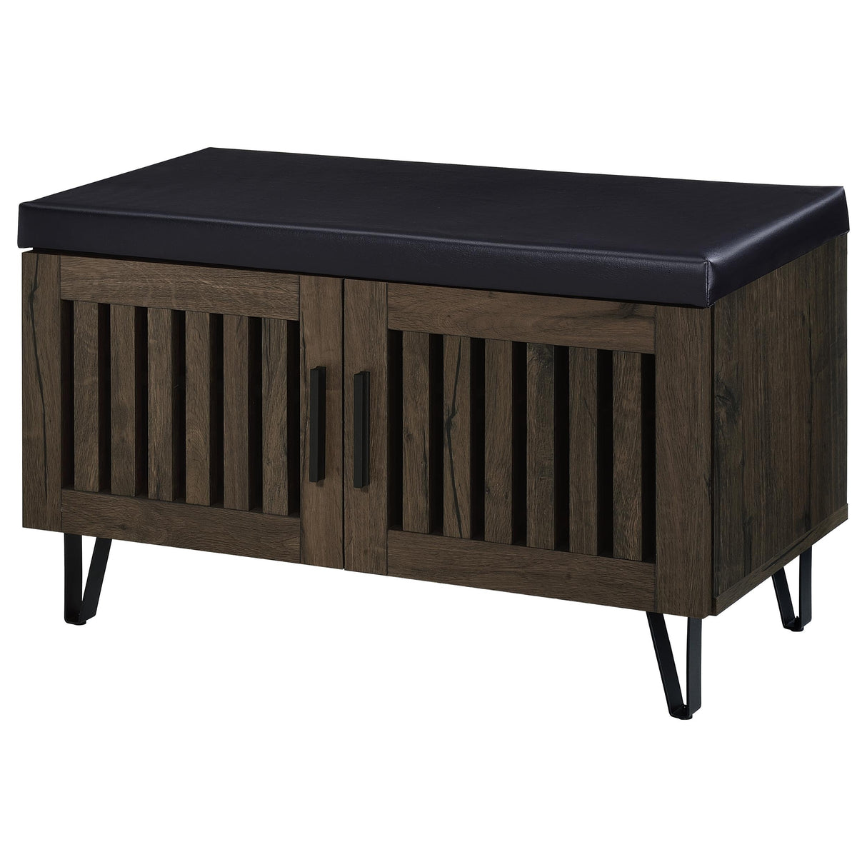 Brixton 2-Door Padded Shoe Storage Bench in Smoked Oak