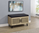 Brixton 2-Door Shoe Storage Bench with Padded Seat, White Oak