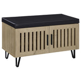Brixton 2-Door Shoe Storage Bench with Padded Seat, White Oak