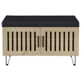 Brixton 2-Door Shoe Storage Bench with Padded Seat, White Oak