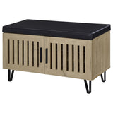 Brixton 2-Door Shoe Storage Bench with Padded Seat, White Oak