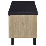 Brixton 2-Door Shoe Storage Bench with Padded Seat, White Oak