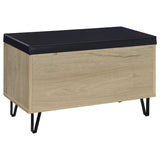 Brixton 2-Door Shoe Storage Bench with Padded Seat, White Oak