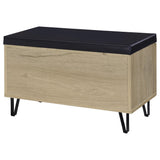 Brixton 2-Door Shoe Storage Bench with Padded Seat, White Oak
