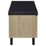 Brixton 2-Door Shoe Storage Bench with Padded Seat, White Oak