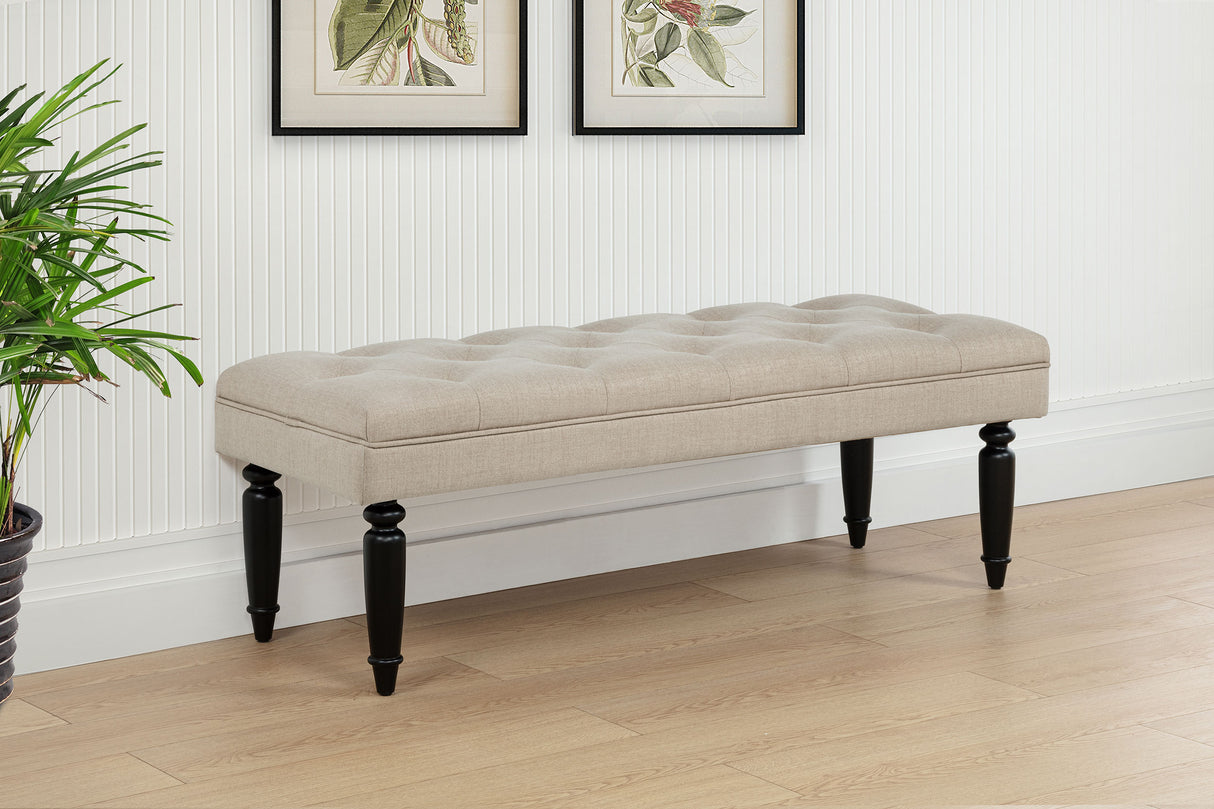 Marsha 52" Latte Button-Tufted Upholstered Accent Bench