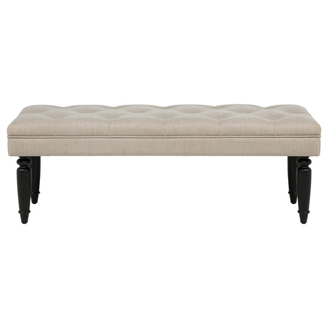 Marsha 52" Latte Button-Tufted Upholstered Accent Bench