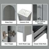 Modern Bathroom Vanity With Sink, Cabinet With 2 Drawers And Door, Adjustable Shelf