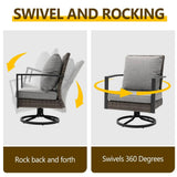 Swivel Rocker Patio Chairs With Cushions, All Weather (Set of 2) - Gray