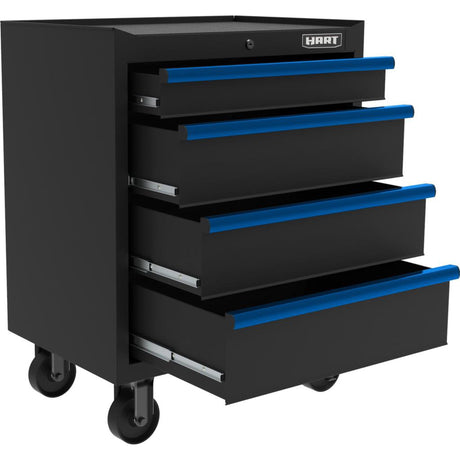 HART 27-Inch 4-Drawer Rolling Tool Cabinet, Heavy-Duty Steel Base with Locking Storage
