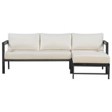 U-Style Outdoor L-Shaped Iron Patio Sofa with Thick Cushions Beige