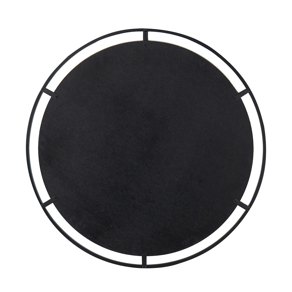 Theodor - Mirror With Industrial Design Round Mirror With Metal Frame For Wall Decor & Entryway Console Lean Against Wall - Black - Wall Mirrors - Alpine Outlets