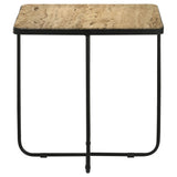 Travertine Accent Table Geometric Design - Brown