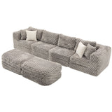 Modular Sectional Sofa, Boneless Couch With 2 Movable Ottomans