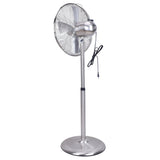 Stand Fan, 4 Blades, Rotary Knob Switch, Oscillation Function, Tilting Angle - Chrome