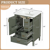 Modern Bathroom Vanity With Sink, Soft Close Doors, 3 Drawers
