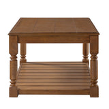 Coffee Table With Slatted Lower Shelf For Living Room