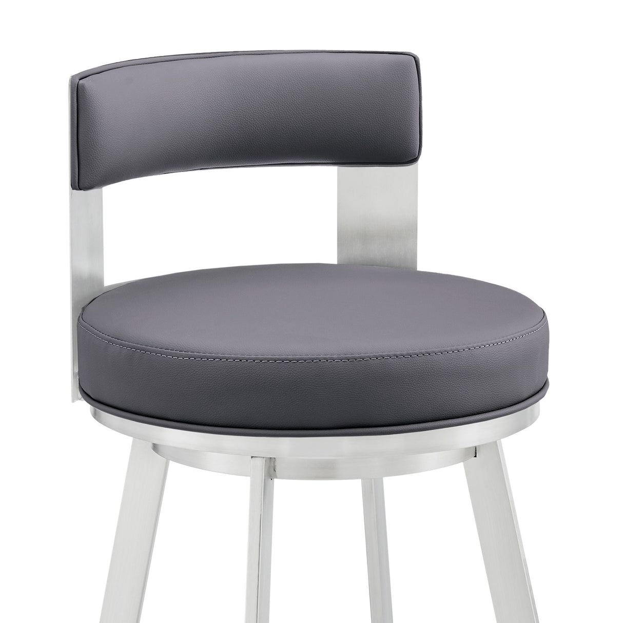 Lynof - Swivel Bar Stool - Brushed Stainless Steel Finish