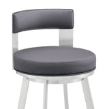 Lynof - Swivel Bar Stool - Brushed Stainless Steel Finish