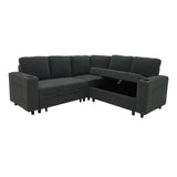 Upholstered L - Shape Sectional Sofa Bed With Pull Out Sleeper And Storage