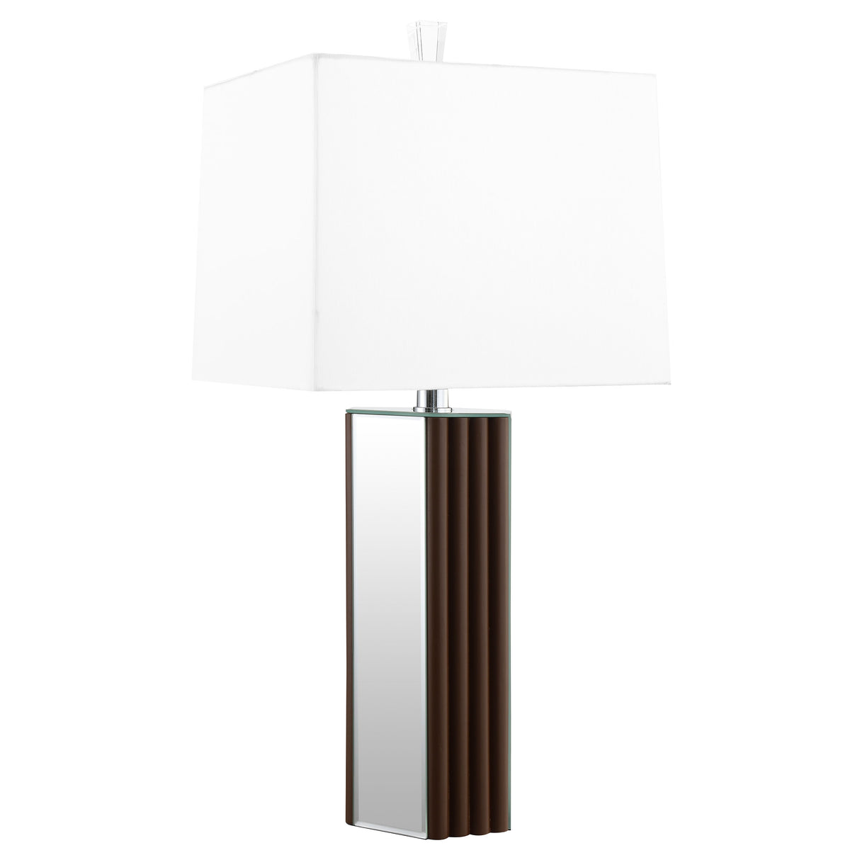 Elena Mirrored Table Lamp with Brown Tapered Base, 30-Inch
