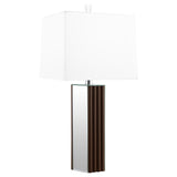 Elena Mirrored Table Lamp with Brown Tapered Base, 30-Inch