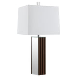 Elena Mirrored Table Lamp with Brown Tapered Base, 30-Inch