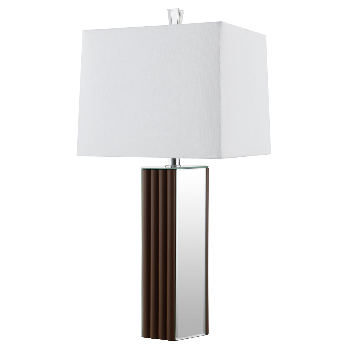 Elena Mirrored Table Lamp with Brown Tapered Base, 30-Inch