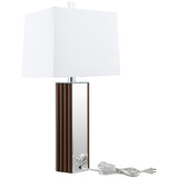 Elena Mirrored Table Lamp with Brown Tapered Base, 30-Inch