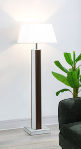 Elena 67" Mirrored Floor Lamp with Brown Scallop Detail