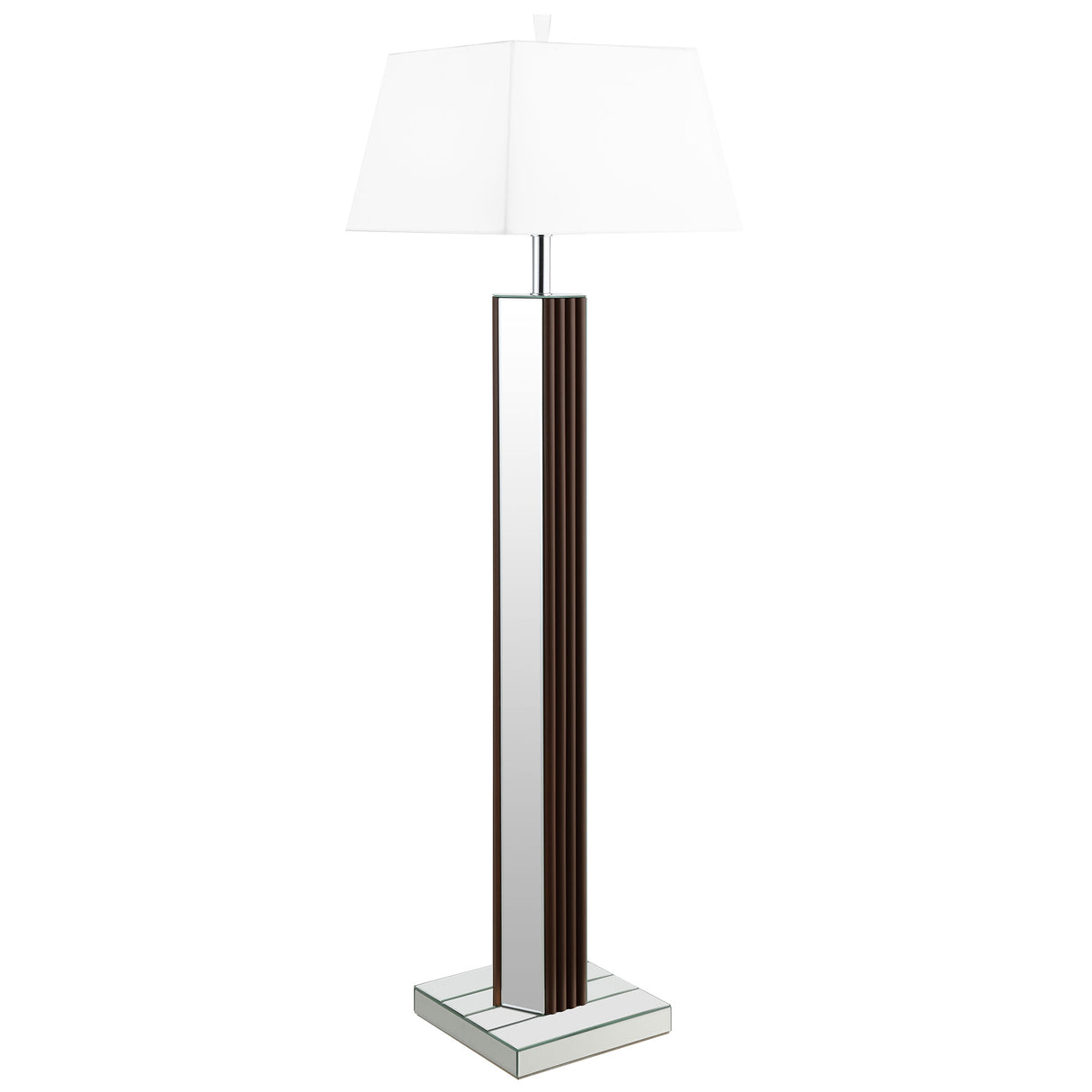Elena 67" Mirrored Floor Lamp with Brown Scallop Detail