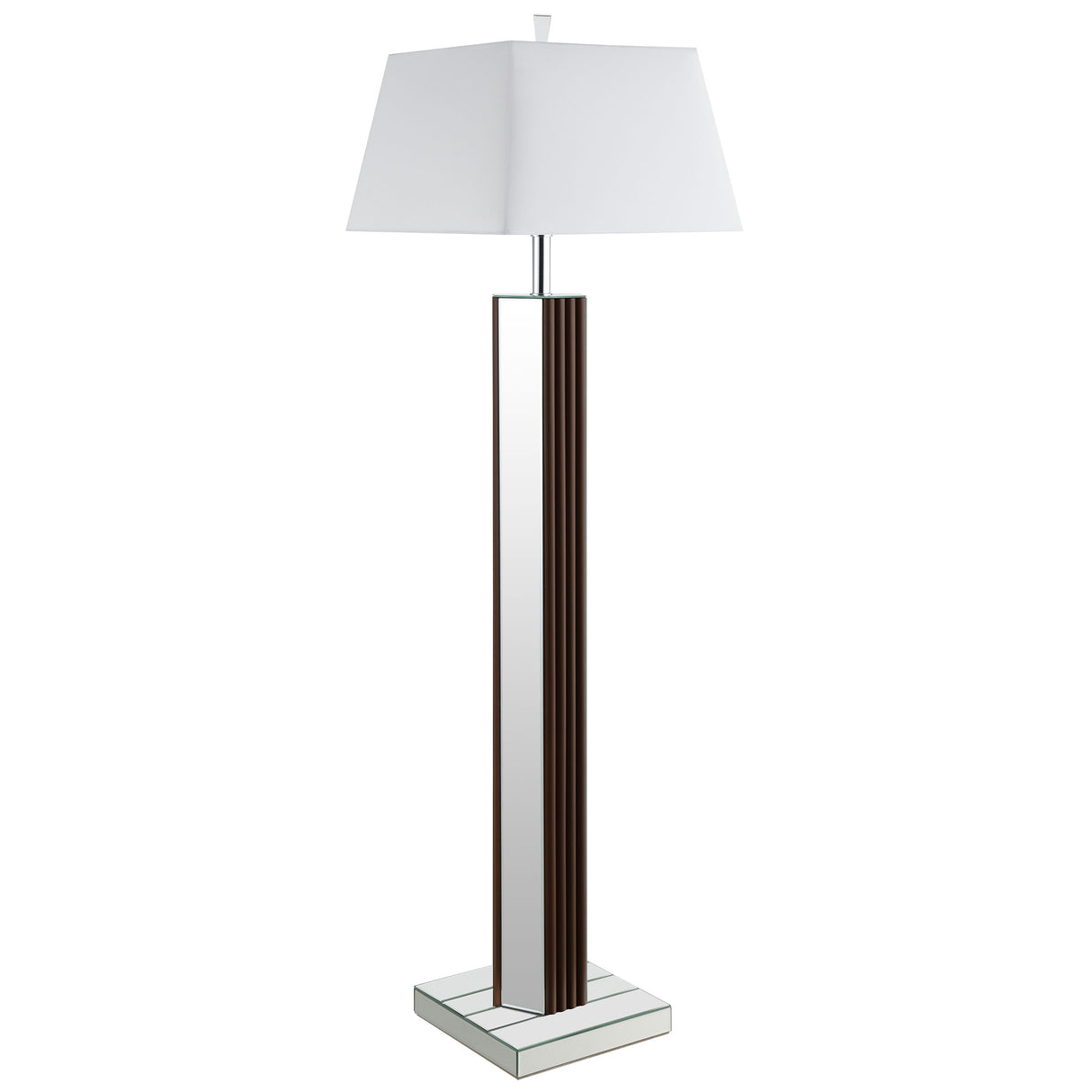 Elena 67" Mirrored Floor Lamp with Brown Scallop Detail