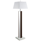 Elena 67" Mirrored Floor Lamp with Brown Scallop Detail