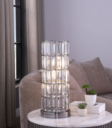 Wanda 20-Inch Crystal Shade Bedside Lamp in Black