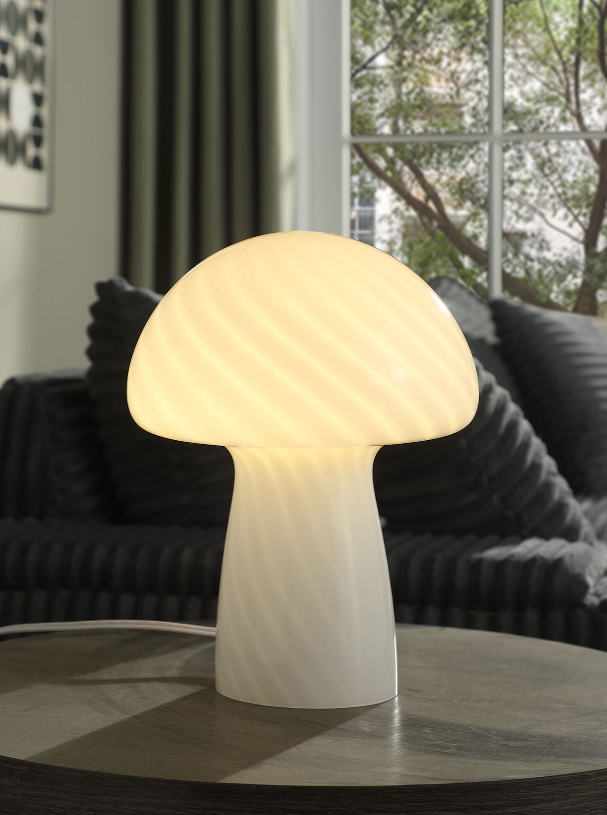 Kanaby Mushroom Glass Table Lamp in White