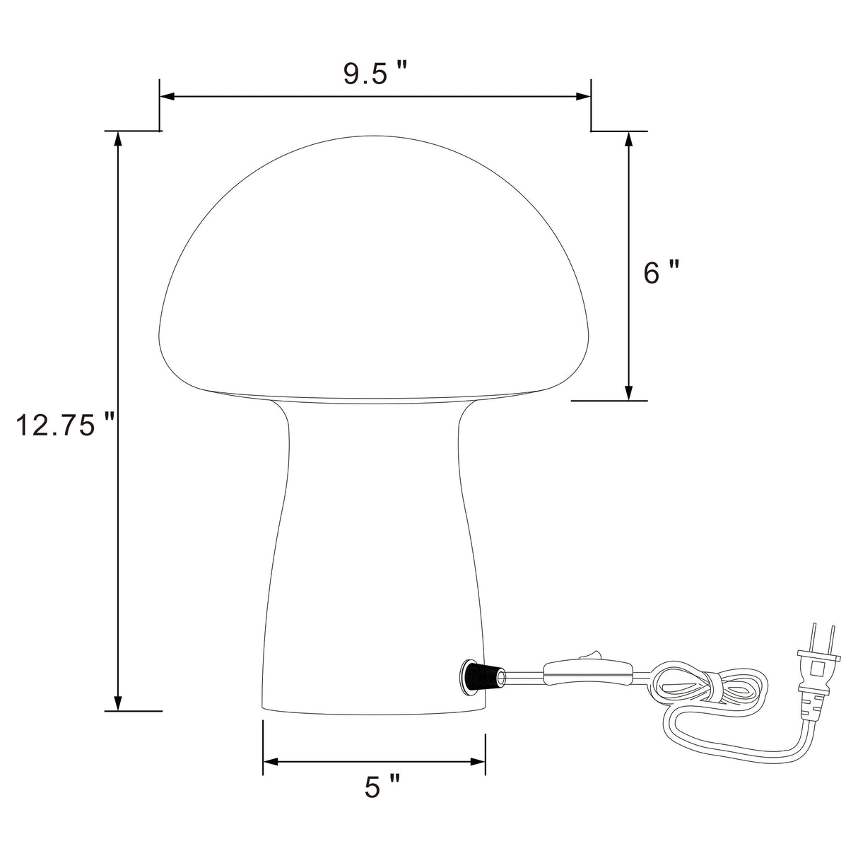 Kanaby Mushroom Glass Table Lamp in White