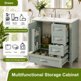 Bathroom Vanity With Sink, Soft Closing Door And Drawers - Light Green