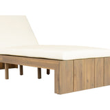 Adjustable Outdoor Chaise Lounge Patio Recliner - Beige / Light Teak